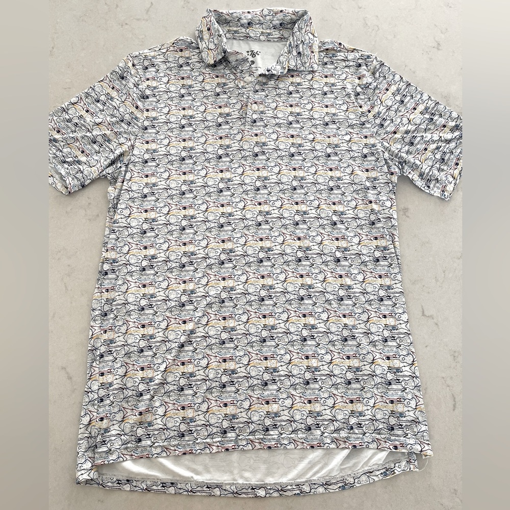 1764 men’s guitar golf polo shirt